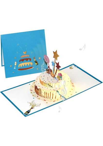 2 Adet 3D Pop Up Kartları Doğum Günü Kartı Yıldönümü leri Kartpostal Aydınlatma Doğum Günü Kartı (Yurt Dışından)