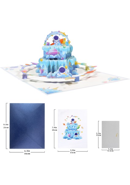 2 Pcs 3D Pop-Up Cards Doğum Günü Kartı Yıldönüm Gifts Postkartı (Yurt Dışından)