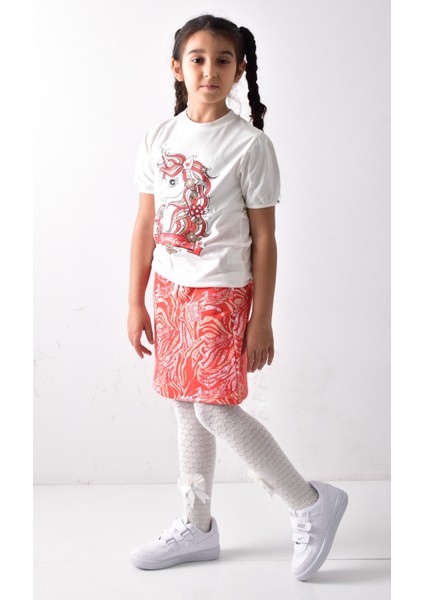 Kız Çocuk Baskılı T-Shirt-Etek Takımı modelleri