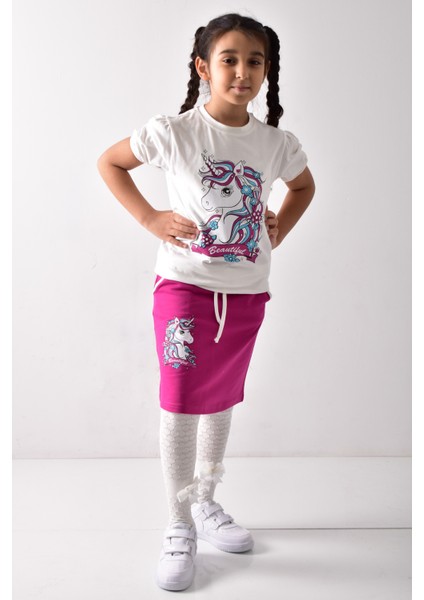 Kız Çocuk Baskılı T-Shirt-Etek Takımı fırsatları