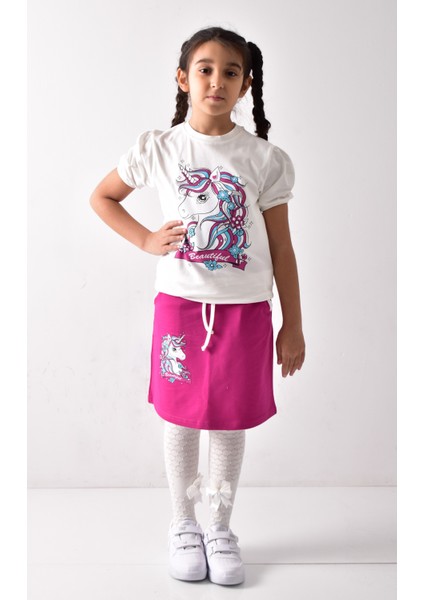 Kız Çocuk Baskılı T-Shirt-Etek Takımı indirimleri