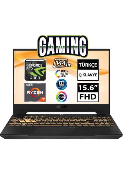 Tuf Gaming A15 FA507NV-LP037A1 Ryzen7 7735HS 16GB 1tbssd RTX4060 15.6" Fullhd Freedos Taşınabilir Bilgisayar