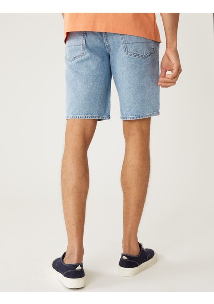 Saf Pamuklu Regular Fit Denim Şort