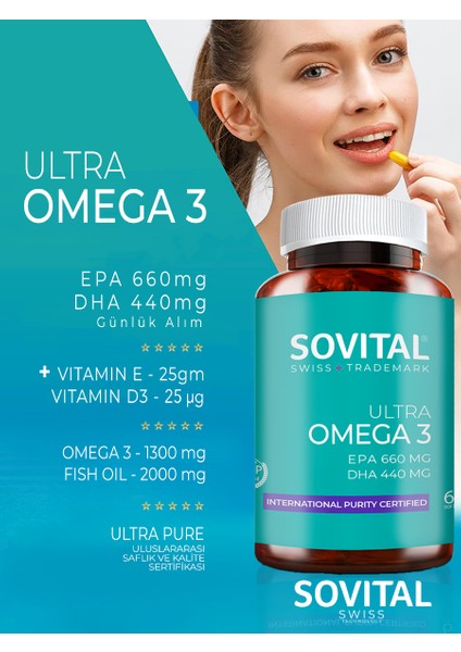 Ultra Omega 3 Epa 660 / Dha 440 Mg 60 Adet Softgel