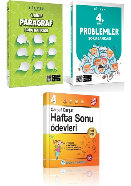 Bilfen Yayınları 4. Sınıf Problemler Paragraf Soru Bankası Mutlu Çarşaf Çarşaf Hafta Sonu Ödevleri Seti 2023