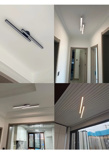 Mikro Aydınlatma Samsung Ledli Modern Tavan Koridor Aydınlatması İkili Lineer Avize Armatür siyahkasa Günışığı modelleri