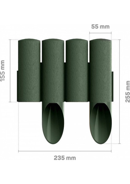 Yeşil Plastik Çim Bordürü 2.3 Metre Çim Ayırıcı Yeşil