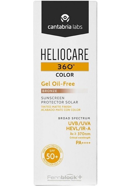 360 Gel Oil Free Bronze Spf 50 50 ml