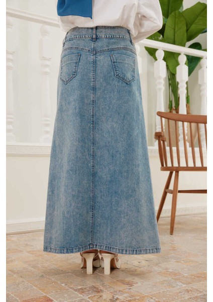 2254-DENIM Klasik Etek Mavi fırsatları