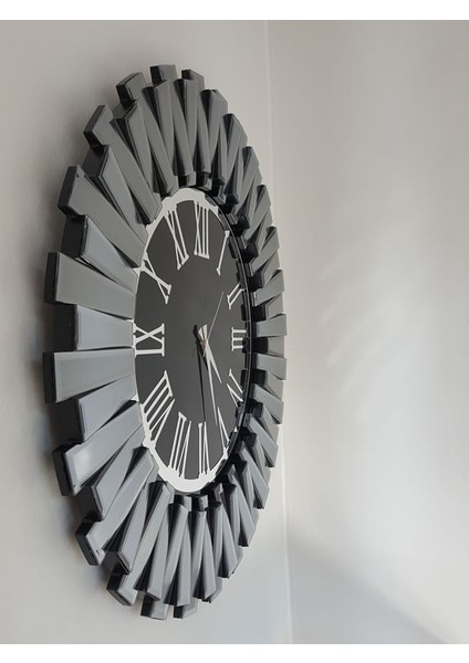 Güneş Smoked Jet Black Model Gümüş Siyah Renk 85 Cm Dekoratif Aynalı Duvar Saati fırsatları