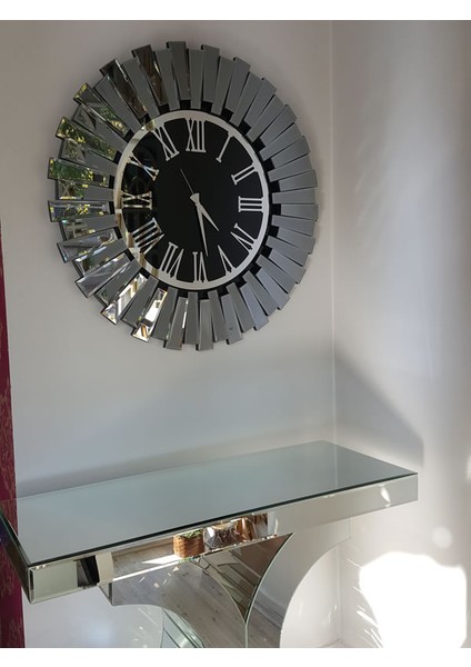 Güneş Smoked Jet Black Model Gümüş Siyah Renk 85 Cm Dekoratif Aynalı Duvar Saati indirimleri