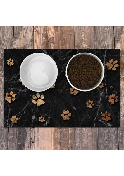 Vinil Kaymaz Tabanlı Keçe Baskılı Evcil Hayvan Pet Mama Paspası 40x60