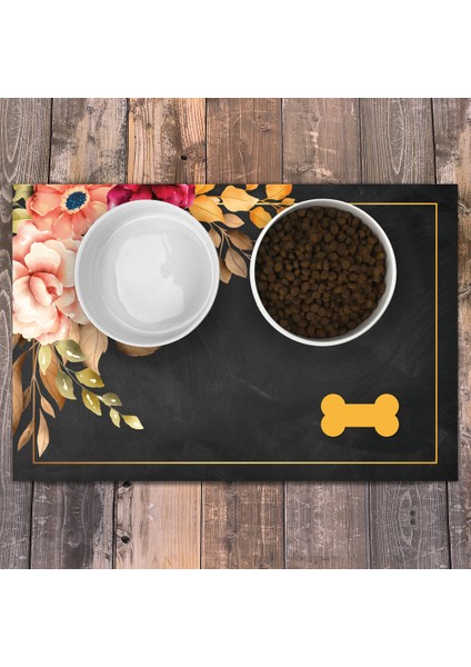 Vinil Kaymaz Tabanlı Keçe Baskılı Evcil Hayvan Pet Mama Paspası 45x75