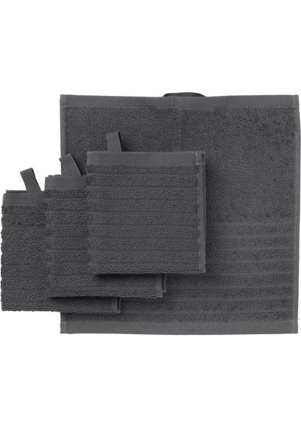 4 Adet El Havlusu, Koyu Gri Renk Meridyendukkan 30X30 cm Pamuk ,4 Li El-Kurulama Havlu