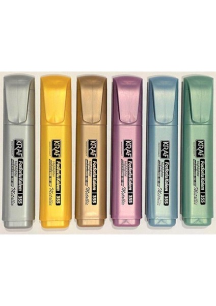 355 Metalik Renkler 6'lı Fosforlu Kalem