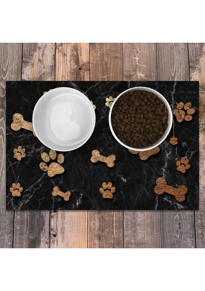 Vinil Kaymaz Tabanlı Keçe Baskılı Evcil Hayvan Pet Mama Paspası 45x75