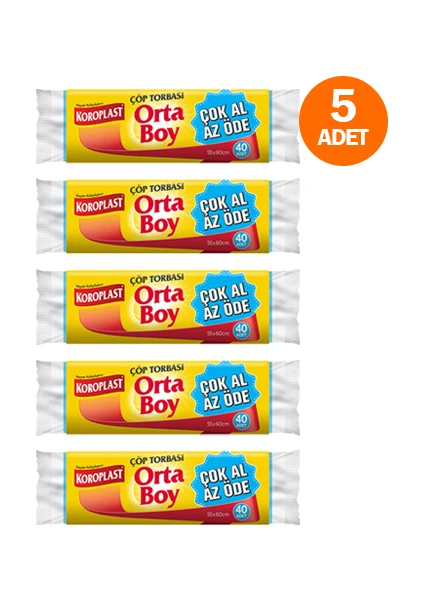 Orta Boy Çöp Torbası 40'lı (5 Adet)