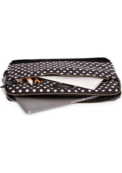 13-14 inch black Polka Dot Macbook- Laptop Çantası