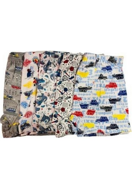 0254 Erkek Çocuk Elastan Empirme Desenli Boxer 3 Lü Paket Renkli