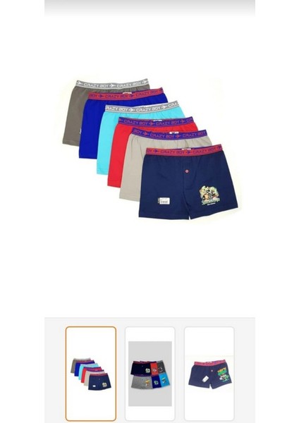 0253 Erkek Çocuk Elastan Baskılı Boxer 3 Lü Paket Renkli