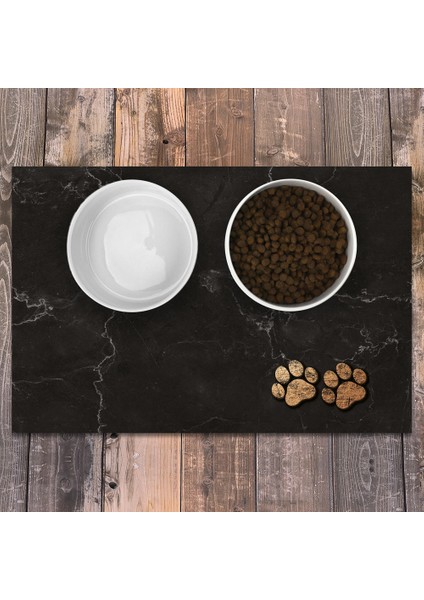 Vinil Kaymaz Tabanlı Keçe Baskılı Evcil Hayvan Pet Mama Paspası 45x75