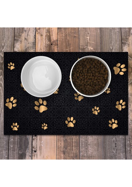Vinil Kaymaz Tabanlı Keçe Baskılı Evcil Hayvan Pet Mama Paspası 45x100