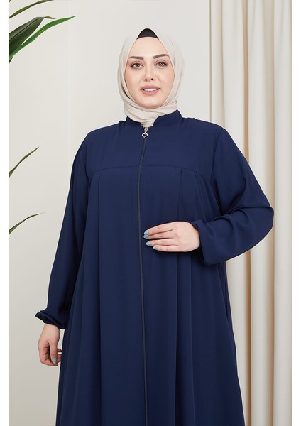 Medine Ipeği Tesettür Pile Detaylı Ferace MDC-0165 Lacivert fırsatları