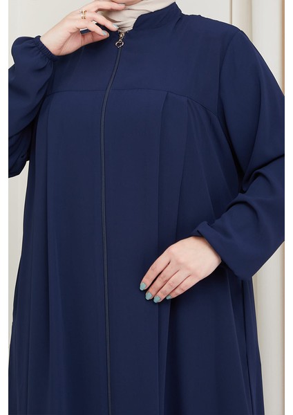 Medine Ipeği Tesettür Pile Detaylı Ferace MDC-0165 Lacivert indirimleri