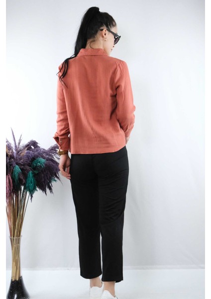 Taşlı Keten Gömlek MC2301 Mercan modelleri