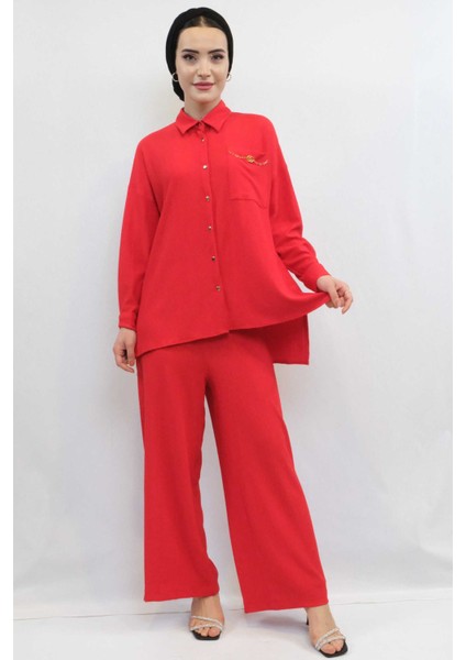 Zincir Aksesuarlı Ikili Takım Kırmızı modelleri