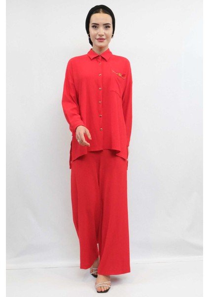 Zincir Aksesuarlı Ikili Takım Kırmızı fırsatları