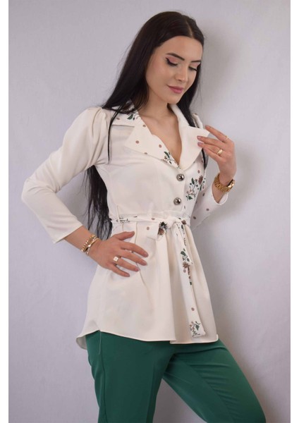 Ceket Model Bluz Ekru-Kahve fırsatları