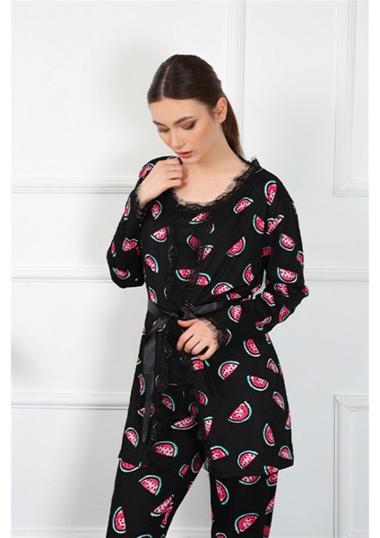 Kadın 3'lü Sabahlık Takım 16107 fiyatları