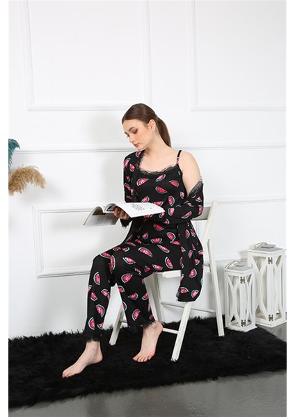 Kadın 3'lü Sabahlık Takım 16107 modelleri