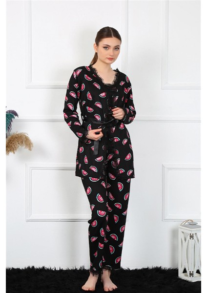 Kadın 3'lü Sabahlık Takım 16107 fırsatları