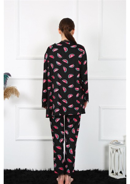 Kadın 3'lü Sabahlık Takım 16107 indirimleri