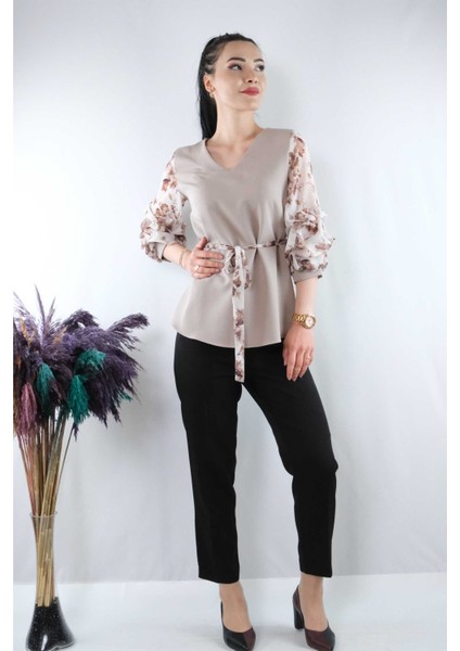 Şifon Kol Bluz Vizon