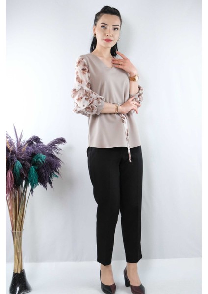 Şifon Kol Bluz Vizon indirimleri