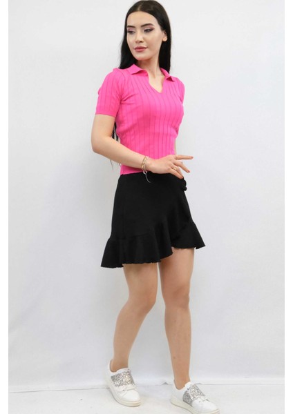 Gömlek Yaka Triko Bluz Fuşya fiyatları