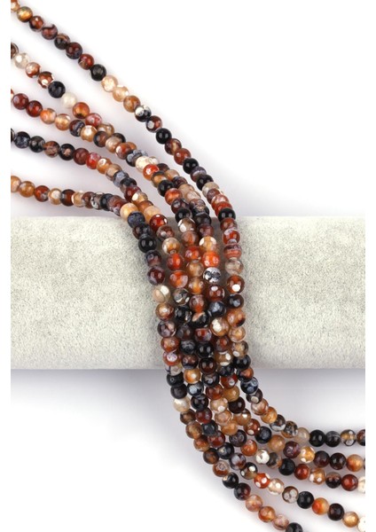 Koyu Kahverengi Akik Doğal Taş Dizi 6 mm Küre Kesim