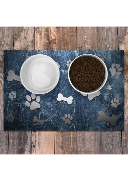 Vinil Kaymaz Tabanlı Keçe Baskılı Evcil Hayvan Pet Mama Paspası 25x40