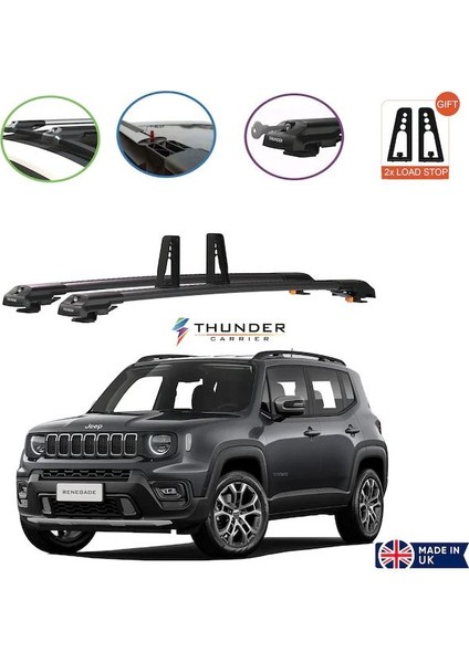 Jeep Renegade Tavan Taşıma Sepeti ve Thunder Kilitli Ara Atkı Sabitleme Aparatı Hediyeli 5 Yıl Garantili