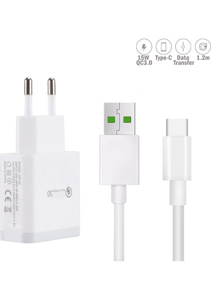 Type-C To USB Şarj Aleti 15W 3A 1.2mt Şarj Cihazı