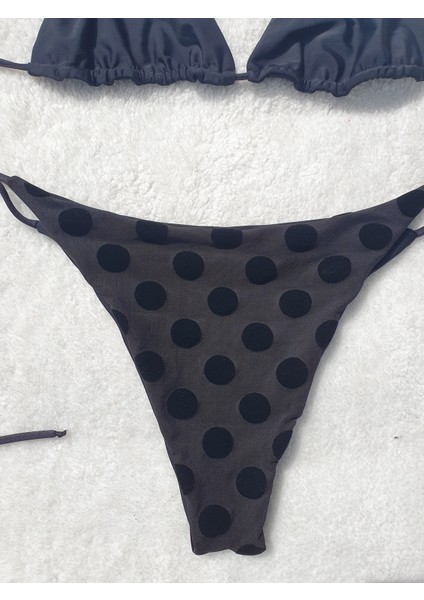 Siyah Benekli Brazilian Üçgen Bikini