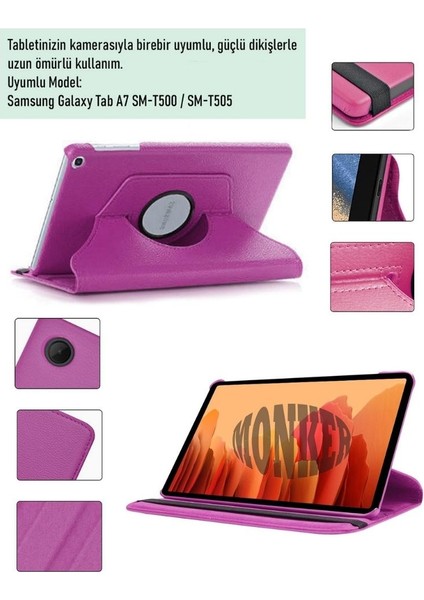 Samsung Galaxy Tab A7 T500 T505 Uyumlu 10.4 Inç Pembe Tablet Kılıfı Dönebilen Standlı Dönerli Suni Deri modelleri