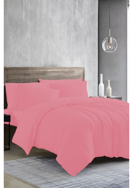 Snr Home Collection Akfil Pamuklu Pembe Çift Kişilik Nevresim Seti (Çarşafsız)