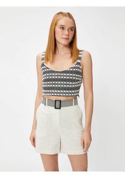 Melis Ağazat x Koton - Kemerli Keten Şort fiyatları