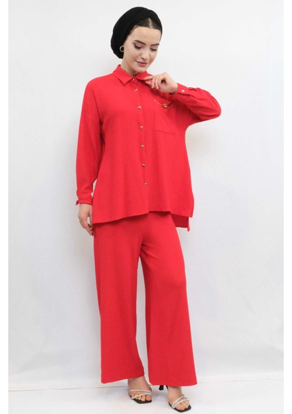 Zincir Aksesuarlı Ikili Takım Kırmızı