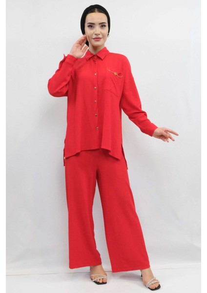 Zincir Aksesuarlı Ikili Takım Kırmızı indirimleri