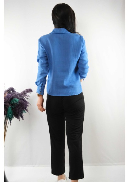 Taşlı Keten Gömlek MC2301 Indigo modelleri